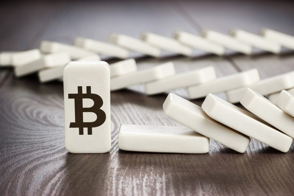 Domino Piece With Bitcoin Symbol Concept